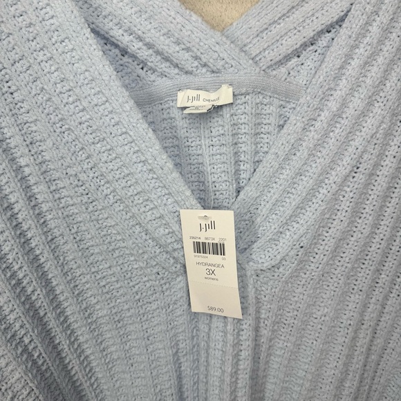 NWT J. Jill Plus Size 3x Chenille Knit Sweater Baby Powder Blue Hydrangea Preppy - Picture 2 of 6